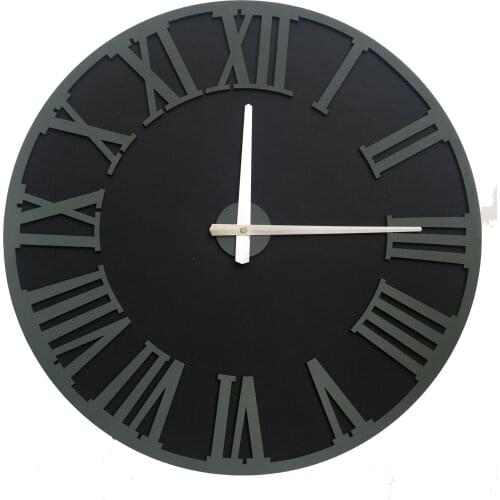North Designed Nero Mildew Green Roman Decorative Wall Clock 48 Cm