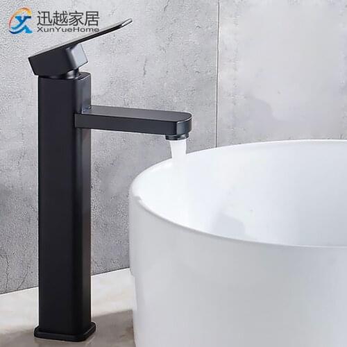 Bathroom Basin Faucet Sink European Antique Washbasin Hot Cold Single Hole Round Handle Black Stainless Steel