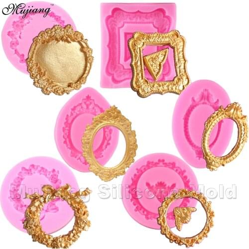 DIY Mirror Fondant Cake Decorating Tools Frame Cupcake Chocolate Wedding Cake Border Silicone Molds Kitchen Baking Moulds