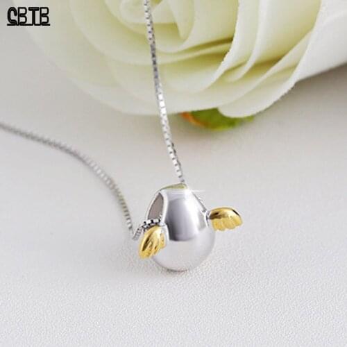 New Style 925 Sterling Silver Angel Egg Women Charm Pendant Necklace Fashion Cute Girl Prevent Allergy Jewelry