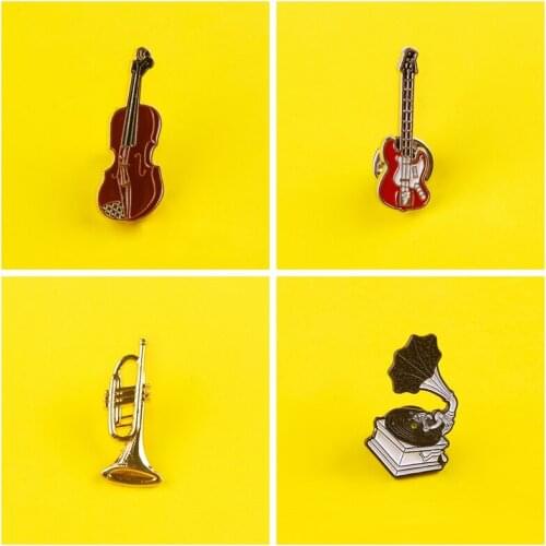 Crown Musical Instrument Backpack Badges Anime Decoration Music Box Clothes Lapel Pin Badge Jewelry Gift Accessories Pin Badges