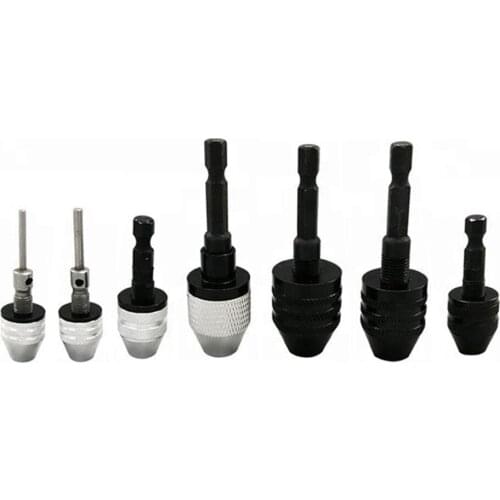 0.3-6.5 Mini Keyless Drill Chuck Self-Tighten Electric Drill Chuck Adapter Collet Fixture 1/4'' Hex Shank Quick Change Converter