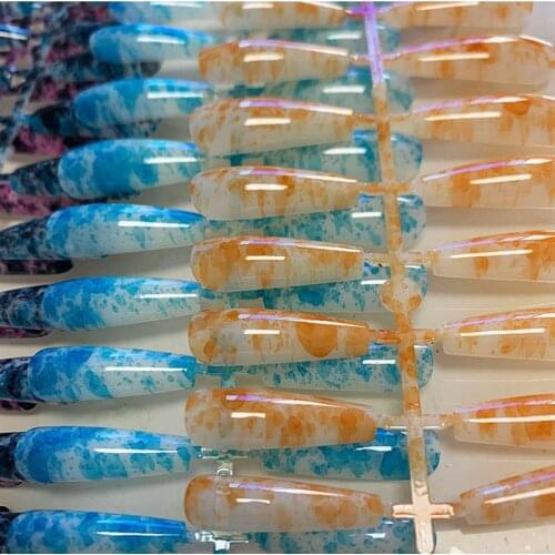 1set/24pcs Long Ballet Coffin Fake Nails Color Press on Nail Tips Removable Varnish Manicure Glue Style Ladies Decorations