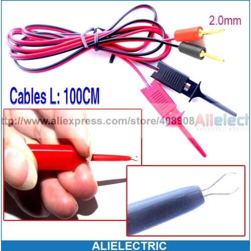 10 Pairs Gold 2mm Banana Plug to Test Hook Clip Cable for Test Probes IC SMD SMT