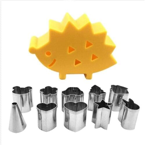 10pc/set Vegetable Fruit Mini Cutters With Hedgehog Shape Box Cake Cookies Pastry Mold Home Kitchen Gadget Cutting Shape Tools