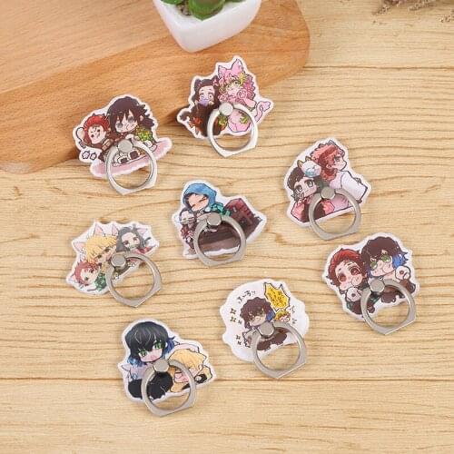 2020 Universal Anime Demon Slayer Phone Holder Stand Grip Cartoon Acrylic Figure Mobile Phone Finger Ring For iPhone Xiaomi
