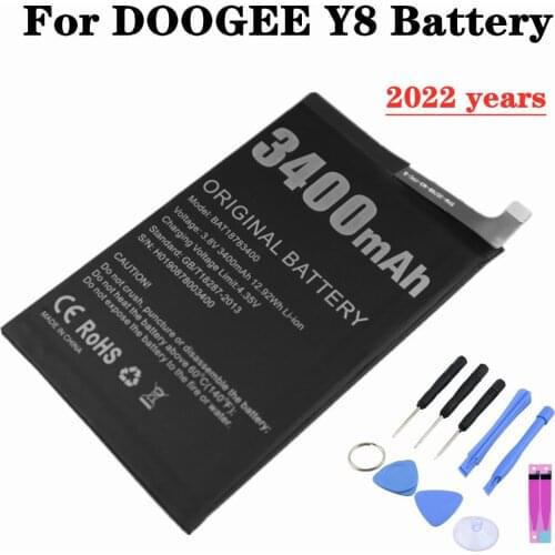 100% Original Battery For DOOGEE Y8 BAT18783400 Battery 3400mAh High Capacity Long Standby Time Bateria Batterie + Tools