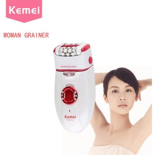 KEMEI Three in one Razor Head Red Clamp Type Electric Shaver Epilator Women Lady Electric Depilador 2 in 1 Women Shave Bikinis