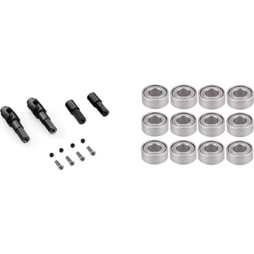 4Pcs Front Axle Drive Shaft Rear Axle Shaft with 12PCS Steel Bearing for WPL C14 C24 C34 B14 B36 MN D90 MN99S RC Car