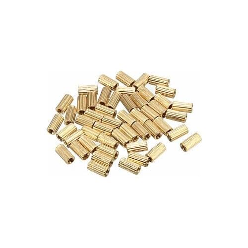 50pcs Brass Round Straight PCB Pillar Female Thread Standoff Spacer M2x3x6mm
