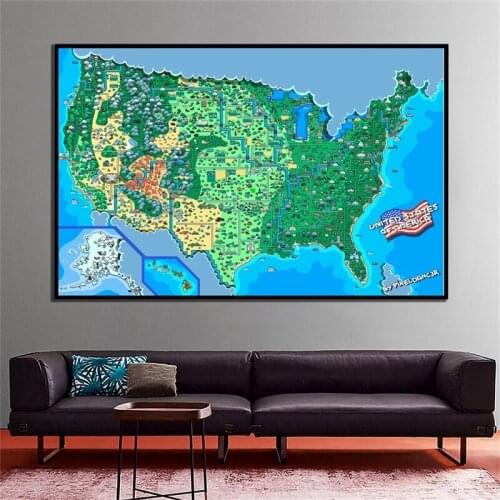 90x60cm The United States Map Wall Stickers Decorative Posters and Prints Non-woven America Maps Unframed Canvas Paintings
