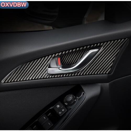 For MAZDA 3 Axela accessories Door inner handle panel decorate carbon fiber automotive interior trim stickers 2014 2017 2018