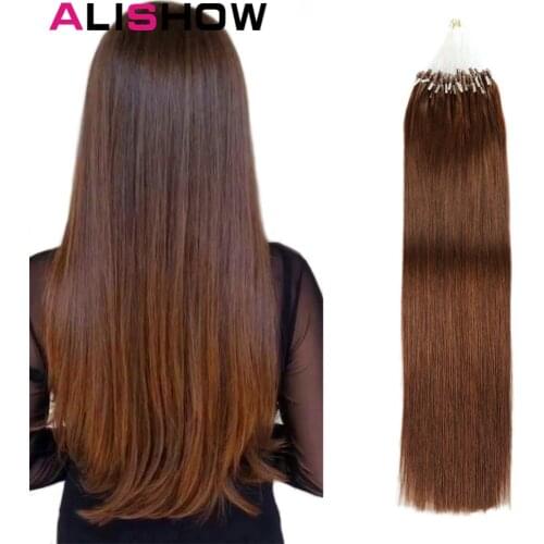 Alishow Straight Loop Micro Ring Hair 1g/s 50g/pack 100% Human Micro Bead Links Remy Hair Straight Extensions #613 Blonde