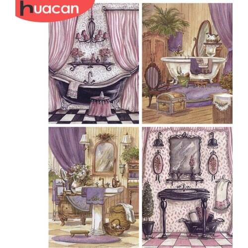 HUACAN 5d Diamond Painting House Room DIY Mosaic Pictures Full Square Diamond Embroidery Landscape Home Decor Craft Kit