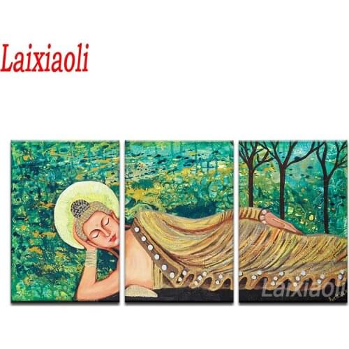 DIY diamond painting 3 Pieces Sleeping Buddha stitch cross full mosaic diamond embroidery square round drills 5D home decoration