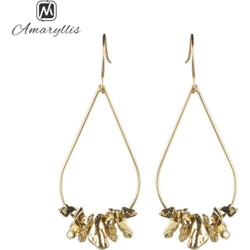 Amaiyllis Large Copper Waterdrop Dangle Earrings For Women Irregular Metal Chips Statement Drop Earrings Pendant Earrings Brinco