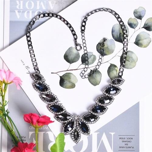 Color Necklace, Crystal Pendant, Girls Rhinestone Jewelry, Gray/Blue Accessories, Fashion, All-match CORUIXI H77112