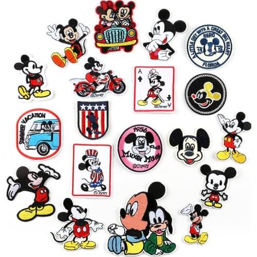 Disney Mickey Minnie Cartoon Iron on patch Embroidered anime clothes patches For clothing Kid cartoon Cloth Garment Stickers