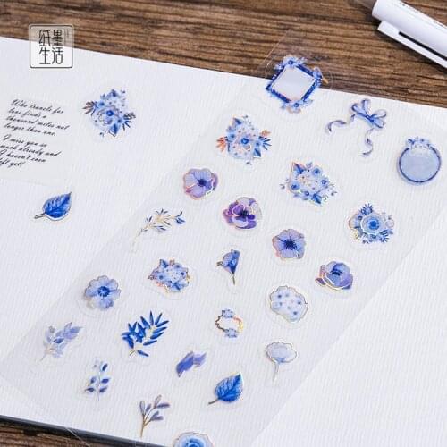 1 Sheets Starry Music Flowers Cats Golden Glitter Decorative Stickers Diary Stick Label