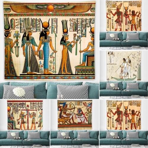 Egyptian Tapestry Ancient Egypt Mythology Tapestry Egyptian Gods Pharaohs Hieroglyphic Carvings Tapestries for Room
