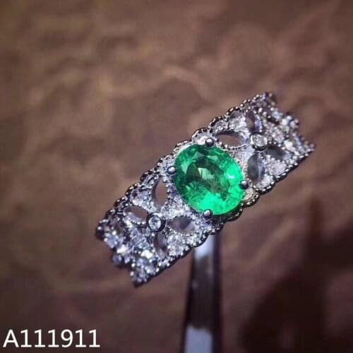 KJJEAXCMY fine jewelry 925 sterling silver inlaid natural emerald noble female ring support detection fashion