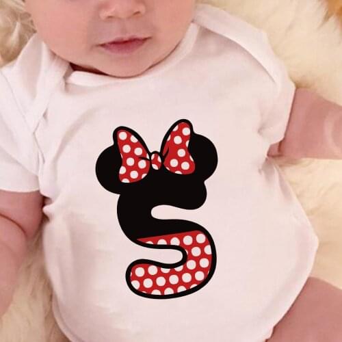 Disney Letter Name Combination Minnie Mouse Alphabet Font Bow A B C D E Graphic Harajuku Baby Girl Onesie Newborn Clothes