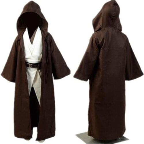 Wars Jedi Obi Wan Kenobi Cosplay Costume Tunic Robe Cloak Outfits Full Set Children Halloween Carnival Suit
