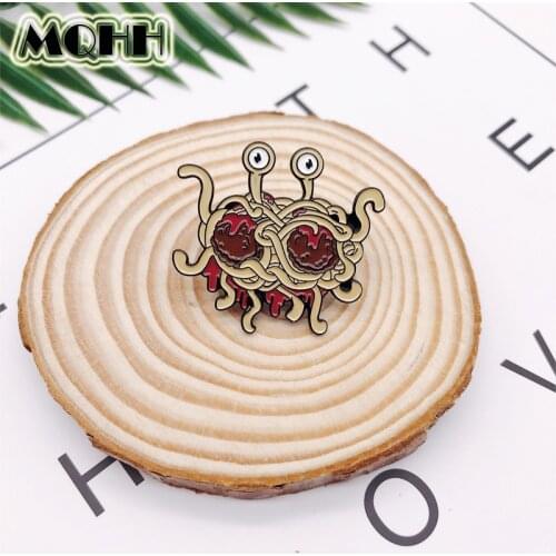 Creative Cartoon Fun Food Noodles Pasta Eyes Brooches Enamel Alloy Badges Pins Bags T-shirt Accessories Women Jewelry Gifts