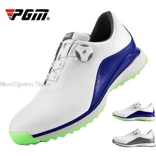 Pgm New Golf Sneakers Mens Waterproof Sports Shoes Rotating Buckle Shoelace Antiskid Spikes Trainer Male Casual Golf Ball Shoes