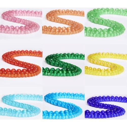 15.5" Multi Color Cat Eye Stone Beads 4 mm 6 mm 8 mm 10 mm 12 mm Round Beads Polished Shiny Yellow Loose Beads For DIY Jewelry