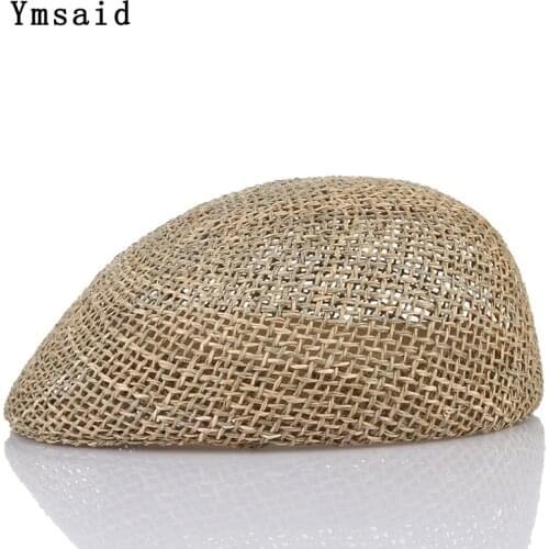 Summer Hats for Men Women Hollow Out Straw Hat Berets Cap Seaweed Straw Woven Breathable Peaked Cap Outdoor Sun Hat