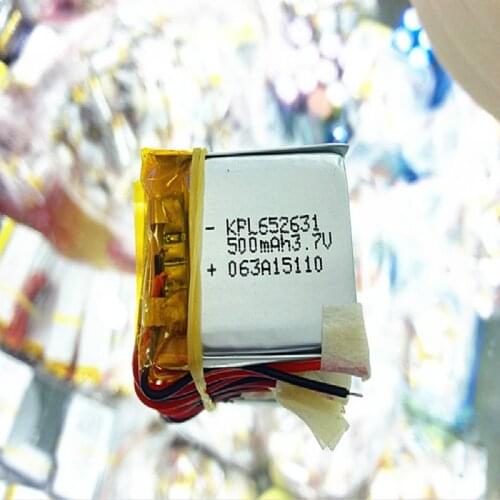 3.7V 500mAh Lithium Polymer LiPo Rechargeable Battery For Mp3 Mp4 Mp5 PAD DVD E-book bluetooth headset mobile phone 652631