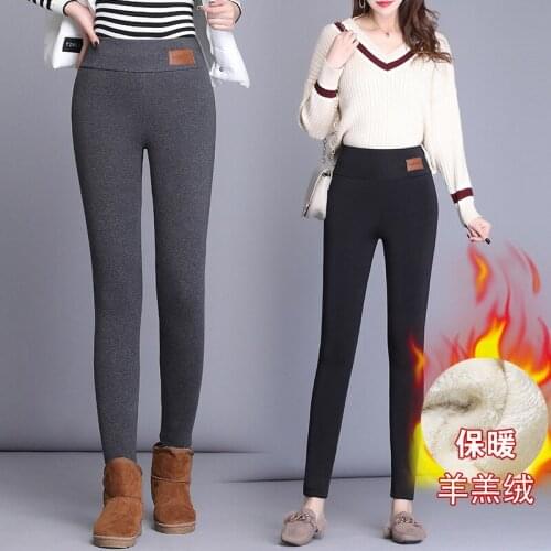 Makuluya S-6XL Thicker Fleece All-Match Casual Wool female outside Plus Size thickening elastic warm pants cotton trousers L6