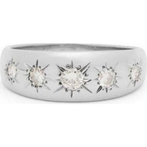 Milangirl Fashion Womens Rings Exquisite Five Zircon Rings Colorful Decoration Engagement Wedding Ladies Jewelry