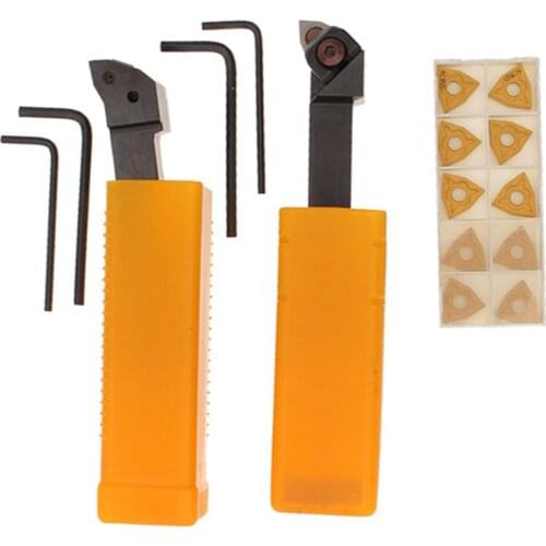 2xCNC Metal Lathe Turning Tools Holder Bit Set With Carbide Inserts Woodwork
