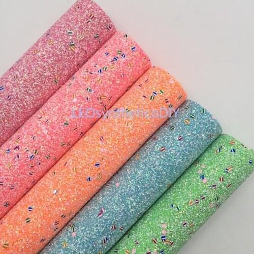 1PC 21X29CM NEON Glitter Fabirc, Chunky Glitter Leather, Glitter Leather Sheets For Making Bows LEOsyntheticoDIY GM3157A