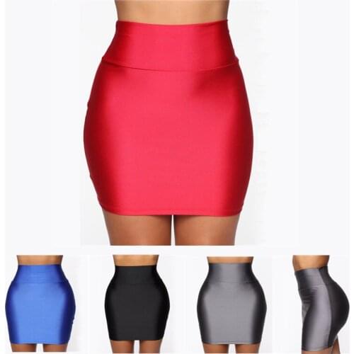 New Women Mini Solid Elastic Short Skirt Pencil Skirt Bodycon Slim Skirt Seamless Tight Fitted Skirt
