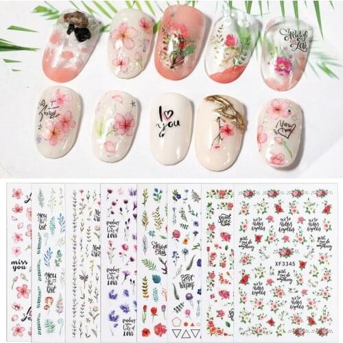 New Design 2021 Nail Art Sticker Flower Sticals Rose Sunflower Painting DIY Self-Paste Paper For Manicure Decals with Glue