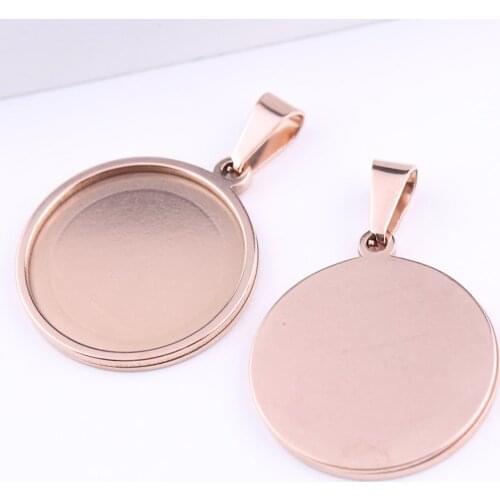 Onwear 10pcs rose gold stainless steel blank cabochon base trays 25mm dia blank cameo bezel settings diy jewelry findings