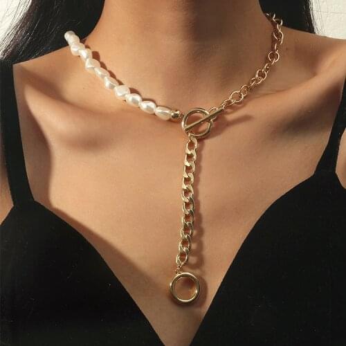 ORNAPEADIA New Alloy Necklace for Women Pearl Elegant Zinc Alloy Jewelry Chain OT Buckle Necklace for Women Wholesale