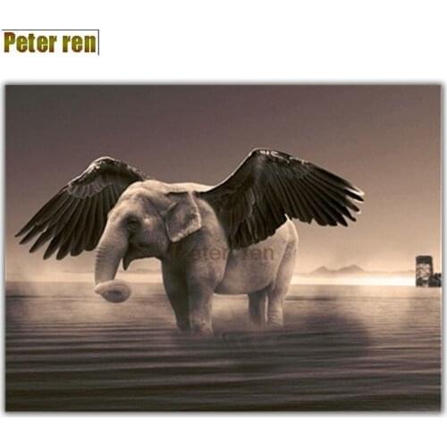 Peter ren diamond painting cross stitch Flying elephant 5d Diamond drawing living room round diamond Full embroidery Dumbo