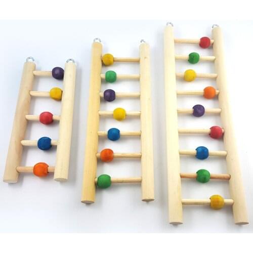 Parrot Bird Device Squirrel Toy Wooden Stair Hamster Ladder Station Bar Ribbon Beads Pet Products Bird Supplies Bird Toys