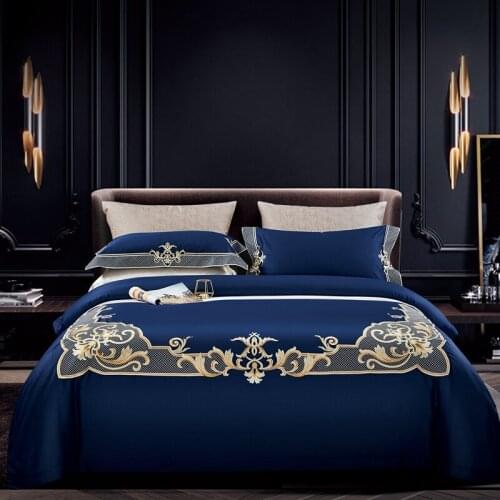 1200TC Egyptian Cotton Bedlinen Luxury Embroidery Duvet Cover Pillowcase Flat Sheet Queen King Size 4pcs