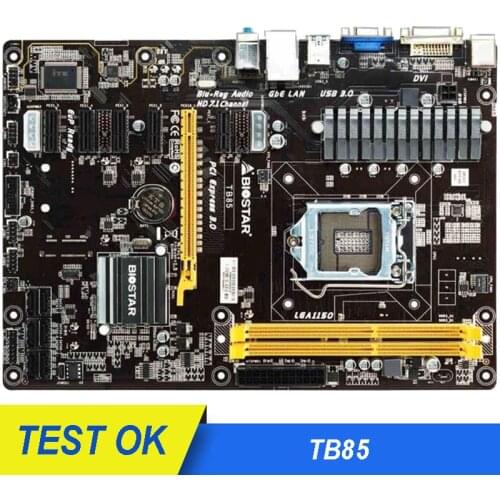 Biostar TB85 6GPU 6PCI-E Professional mining BTC PRO Used Desktop Motherboard B85 LGA 1150 DDR3 16GB SATA3 USB2.0 USB3.0
