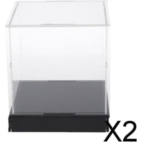 2xClear Acrylic Display Box Dustproof Figures Toy Model Show Case 15x15x15cm