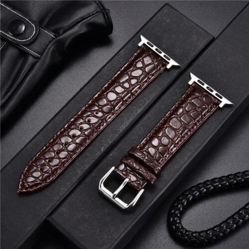 Simulation Crocodile Pattern Watchbands for Apple Watch 6 5 4 3 SE Leather Men Watch Strap 38mm 40mm 42mm 44mm for iwatch
