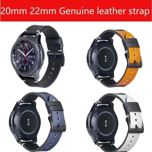 22mm 20 band for samsung Aactive2 42 46 s3 band genuine leather Ticwatch pro amazfit 3 GTR2 pop Huawei GT 2E strap leather strap
