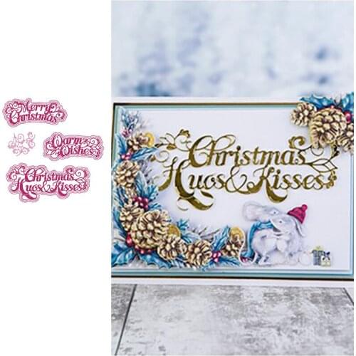Christmas Warm Wishes Letter Die Cutting Dies Scrapbook Diary Decoration Stencil Embossing Template DIY Greeting Card Handmade