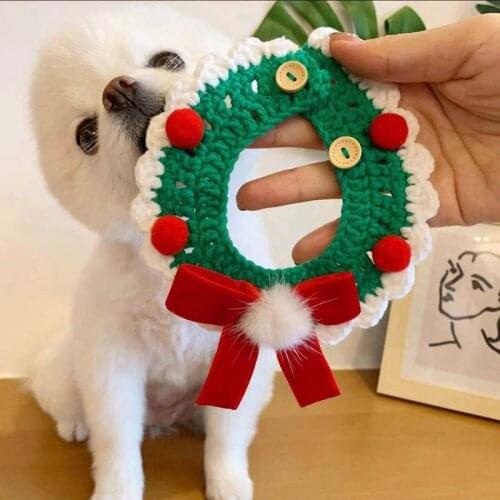 Christmas Dog Cat Knitting Wool Collar Decor Adjustable Collar Pet Neckerchief Scarf Collar Pet Christmas Party Accessories