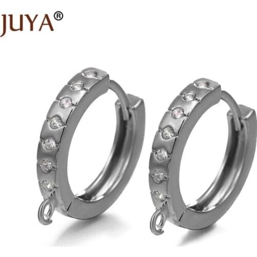 Handmade DIY Hoop Earrings Accessories for Jewelry Making Copper CZ Zircon Gold Color Round Earring Hooks Clasps Findings